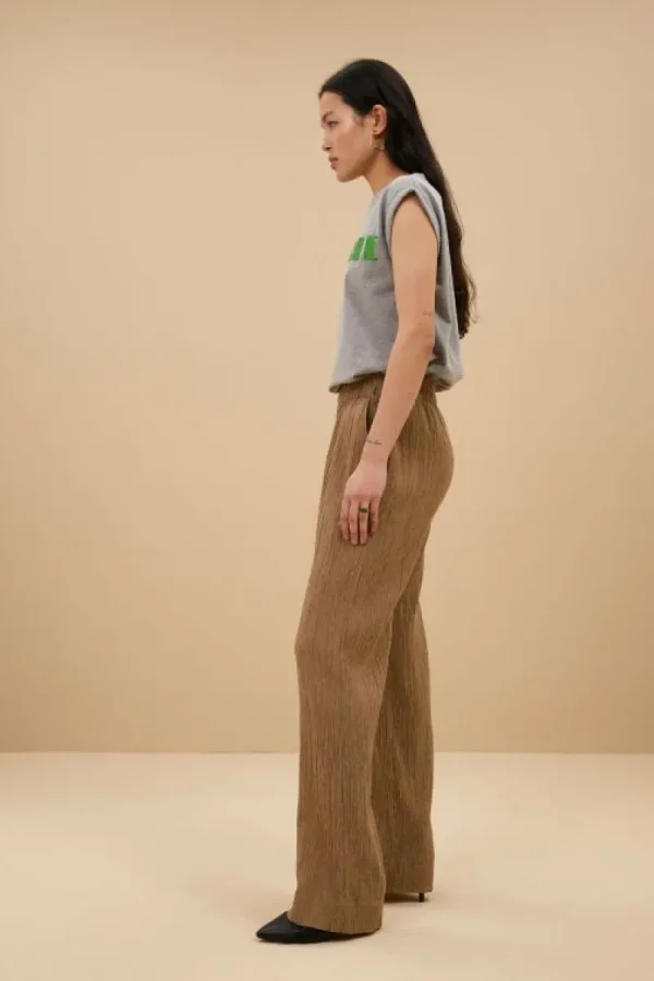 By bar Broeken<amie lurex pants | gold