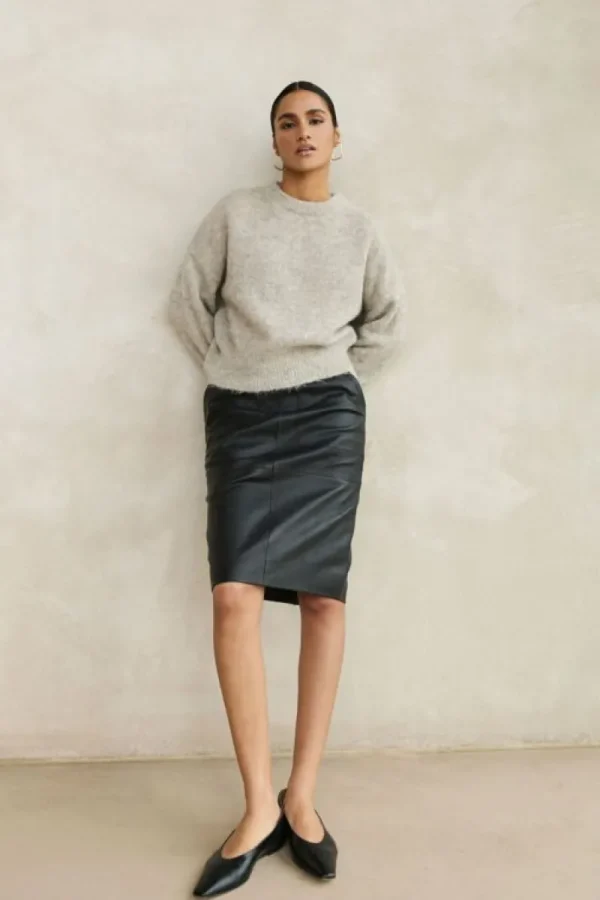 By bar Rokken<basic leather skirt | black