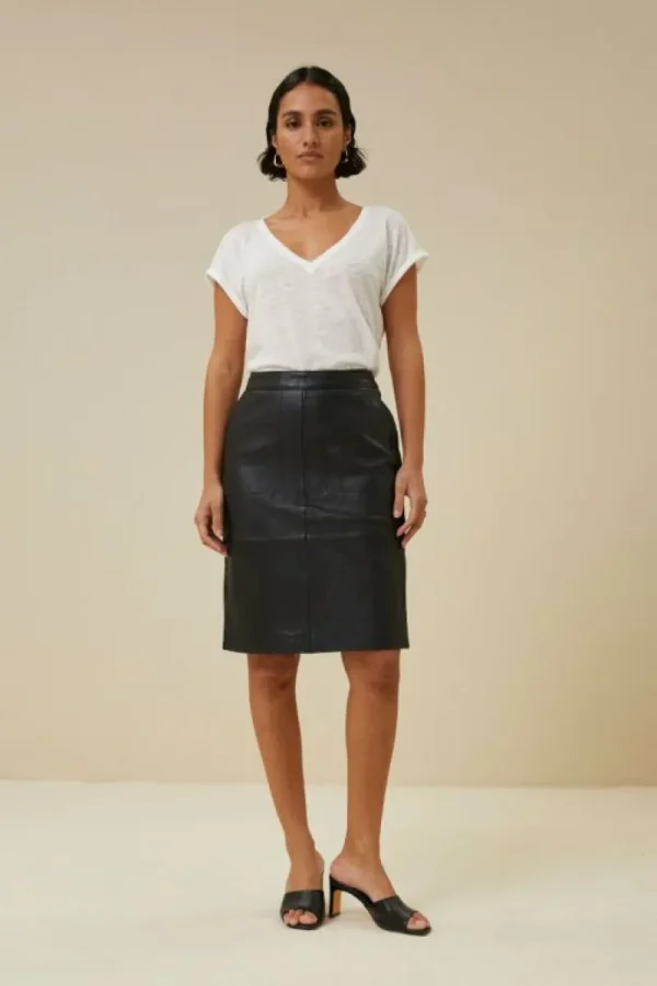 By bar Rokken<basic leather skirt | black