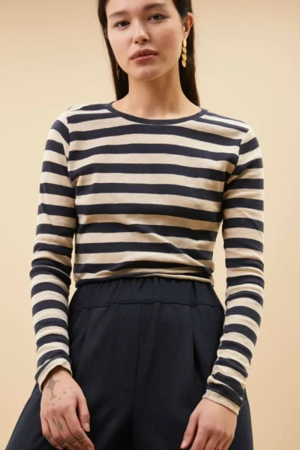 By bar Tops & Shirts<basic ls big stripe top | midnight