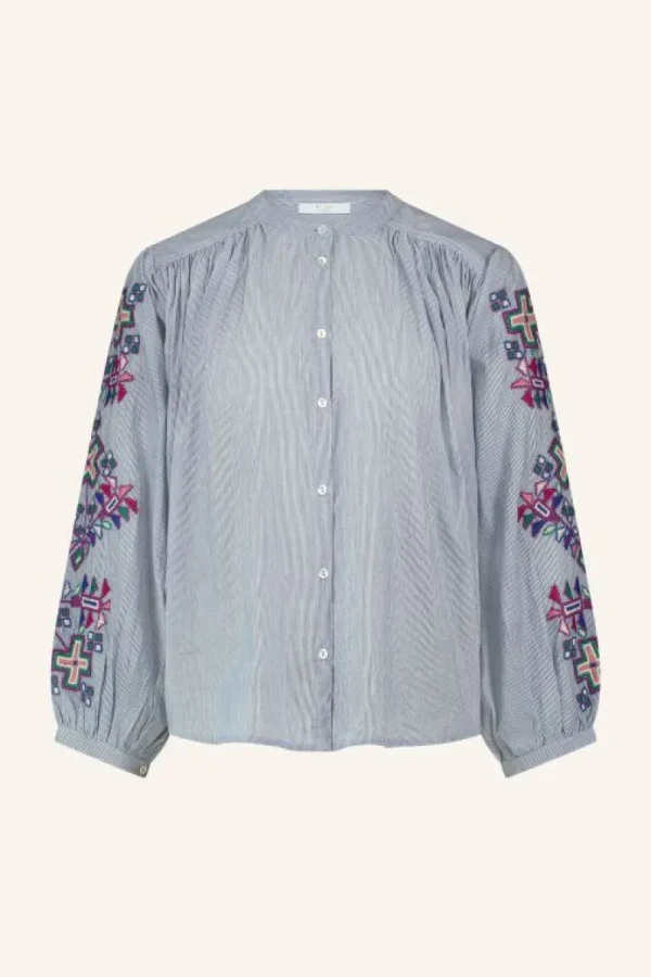 By bar Blouses<becky pinstripe blouse | indi grey