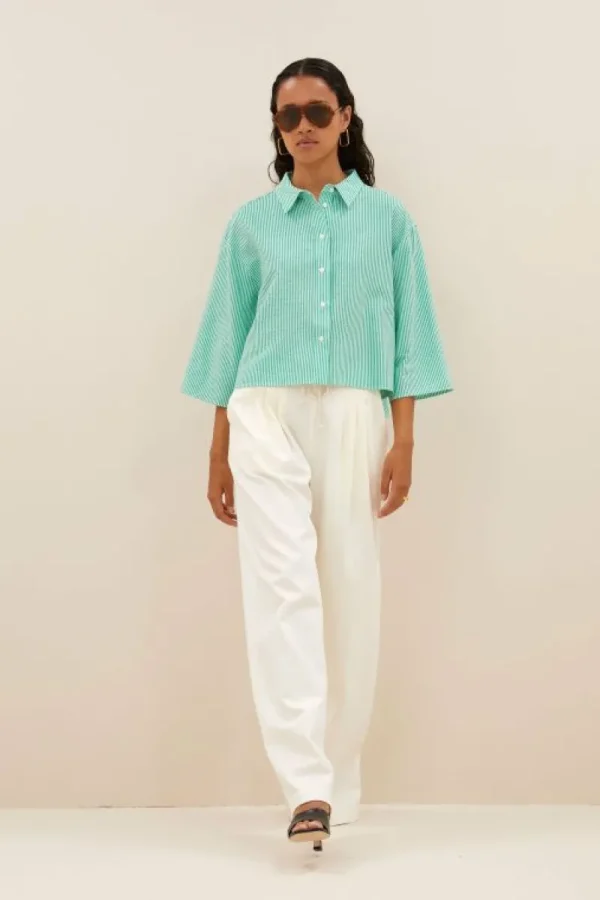 By bar Blouses<bernie blouse | green seer stripe