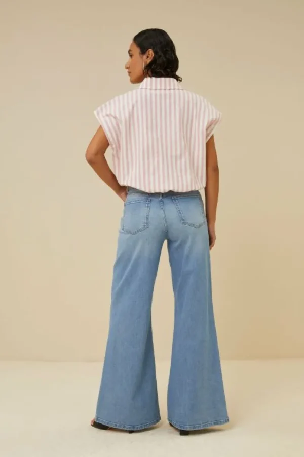 By bar Blouses<bieke linen stripe blouse | bubblegum