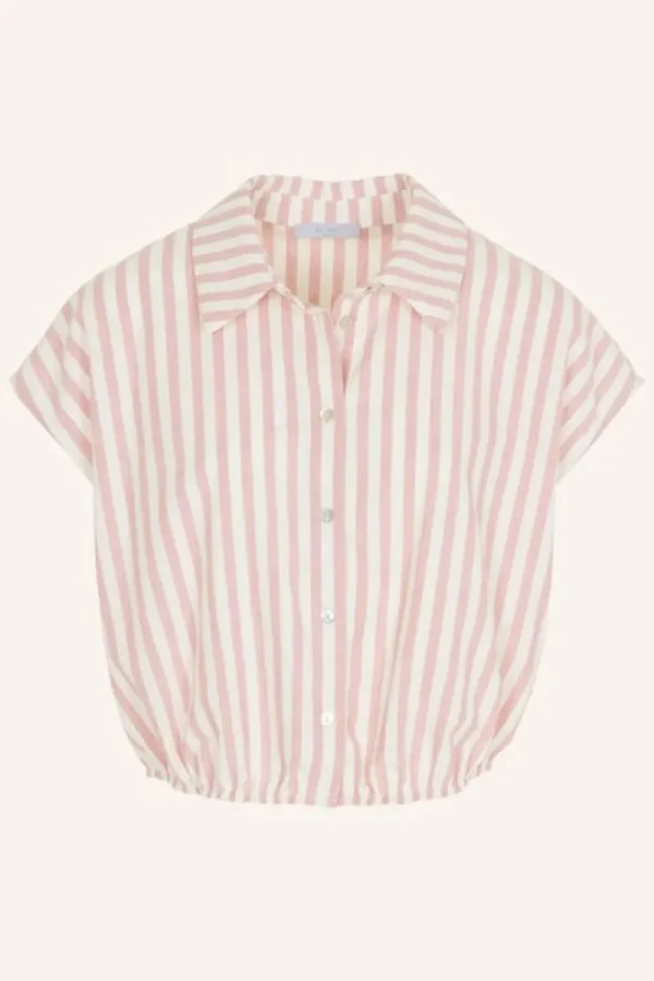 By bar Blouses<bieke linen stripe blouse | bubblegum