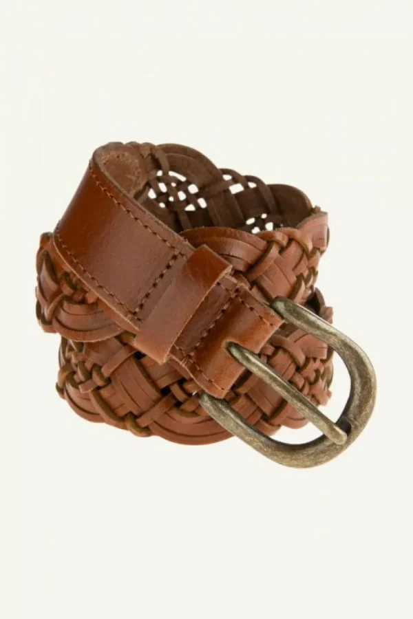 By bar Riemen<braided leather belt | cognac