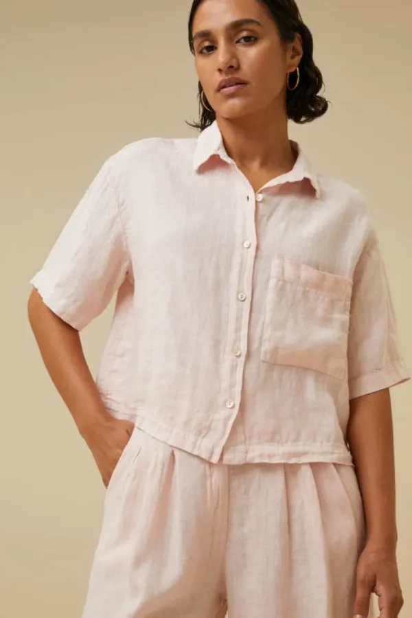 By bar Blouses<cris linen blouse | cipria pink