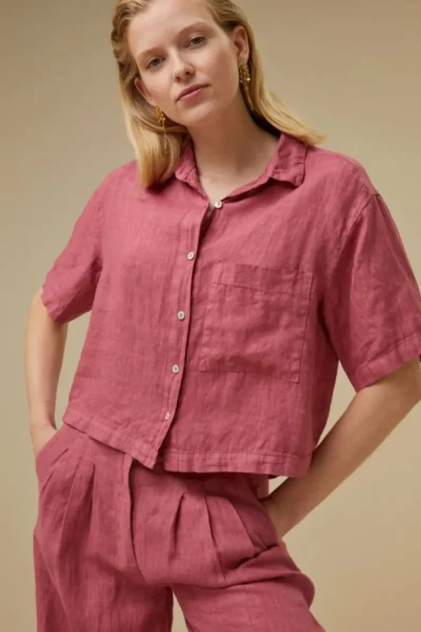 By bar Blouses<cris linen blouse | raspberry