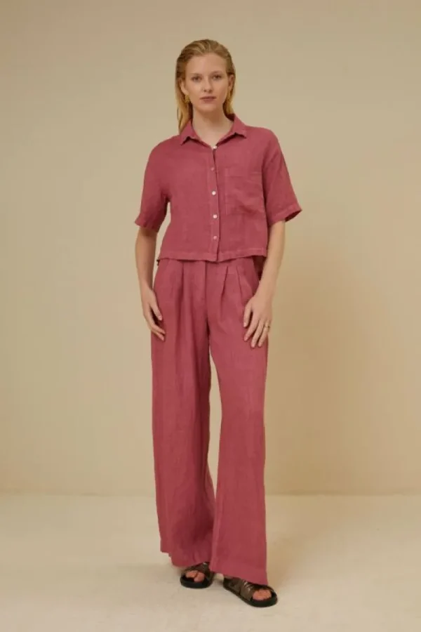 By bar Blouses<cris linen blouse | raspberry