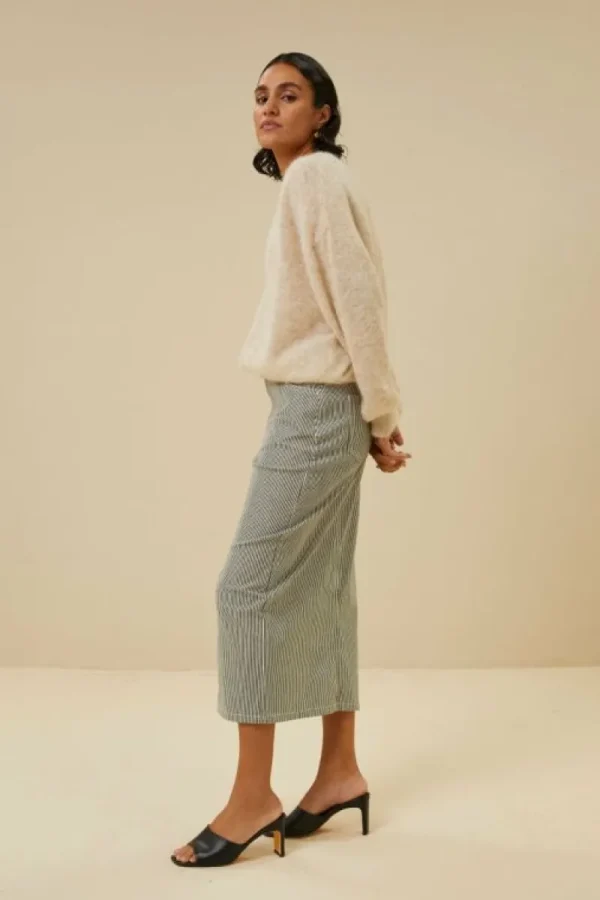 By bar Rokken<elba stripe skirt | jet black