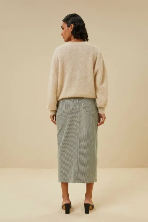 By bar Rokken<elba stripe skirt | jet black