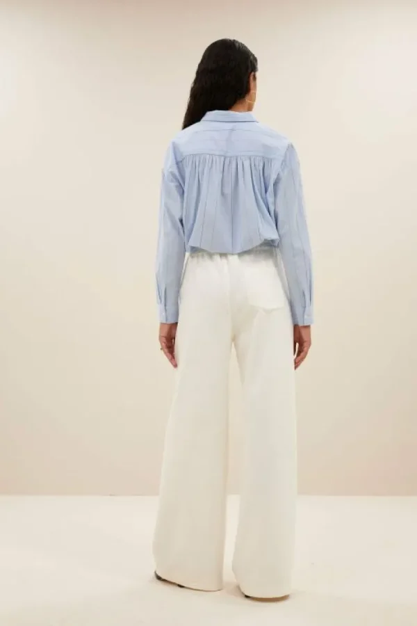 By bar Blouses<elvie stripe chambray blouse | light blue stripe