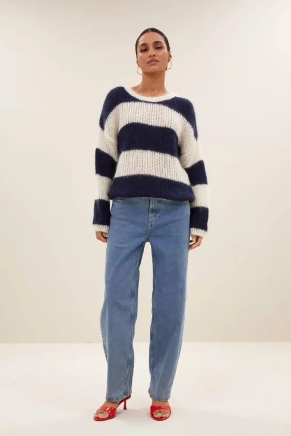 By bar Truien<evi stripe pullover | midnight big stripe