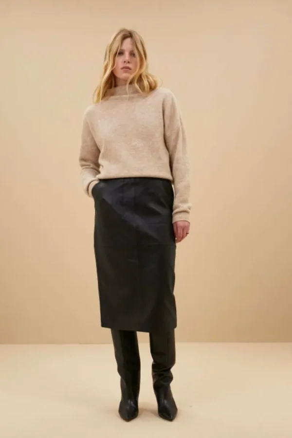 By bar Rokken<frenkie leather skirt | black