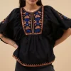 By bar Blouses<gabie embroidery blouse | jet black