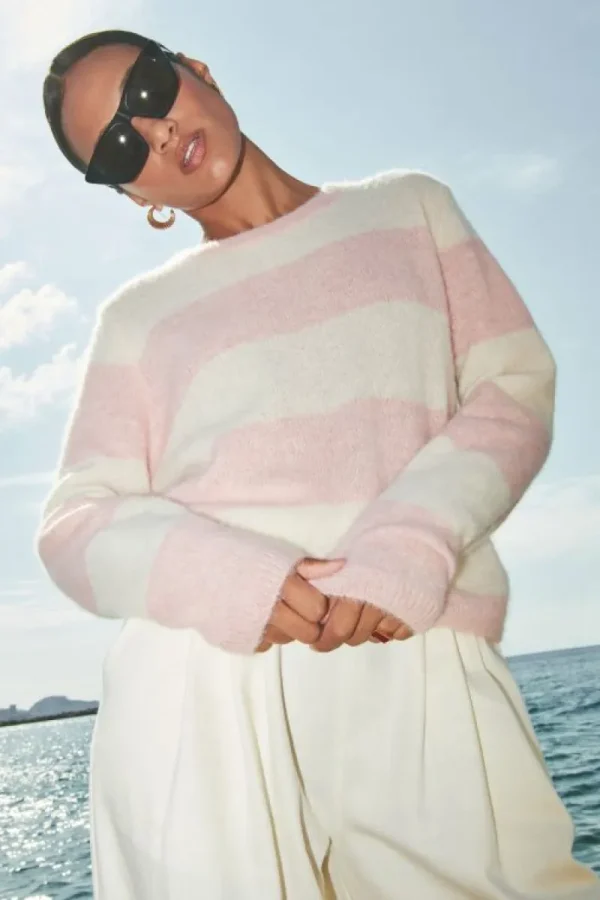 By bar Truien<gwen big stripe pullover | pink big stripe