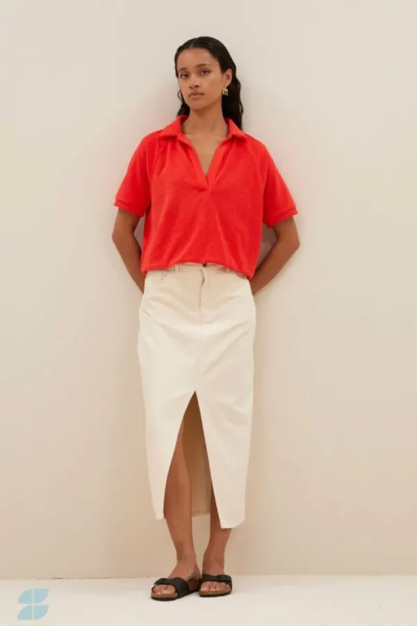 By bar Tops & Shirts<harper slub top | poppy red