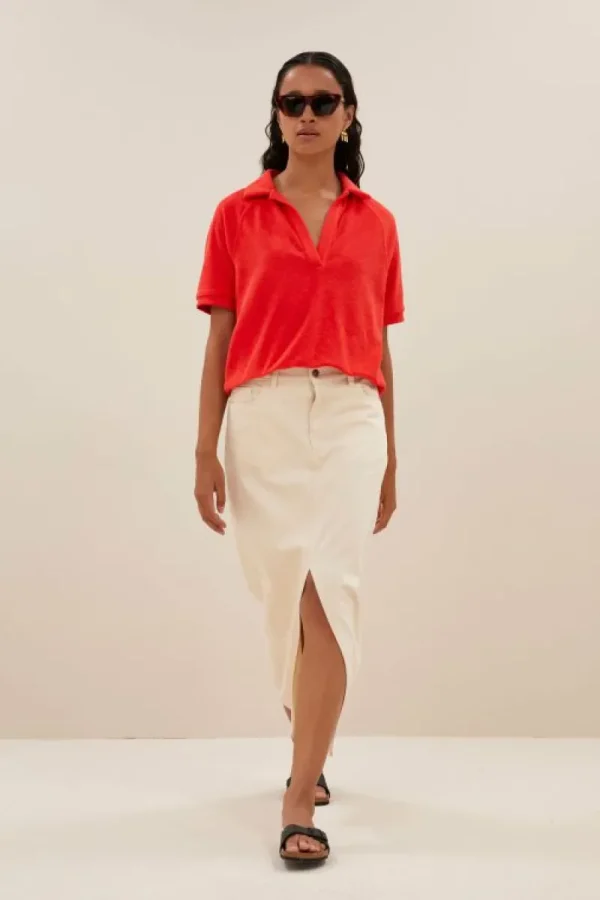 By bar Tops & Shirts<harper slub top | poppy red