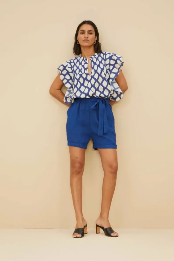 By bar Jumpsuits<june linen shorts | kingsblue