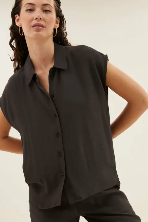 By bar Blouses<kiek viscose top | cafe noir