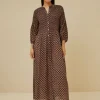 By bar Jurken<loulou leaf dress | leaf print