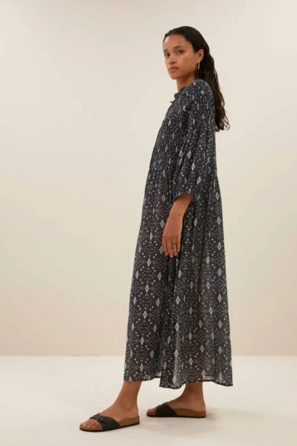 By bar Jurken<loulou midnight ikat dress | midnight ikat