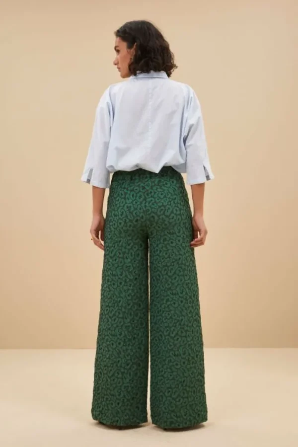 By bar Broeken<neal leo pants | green panter print