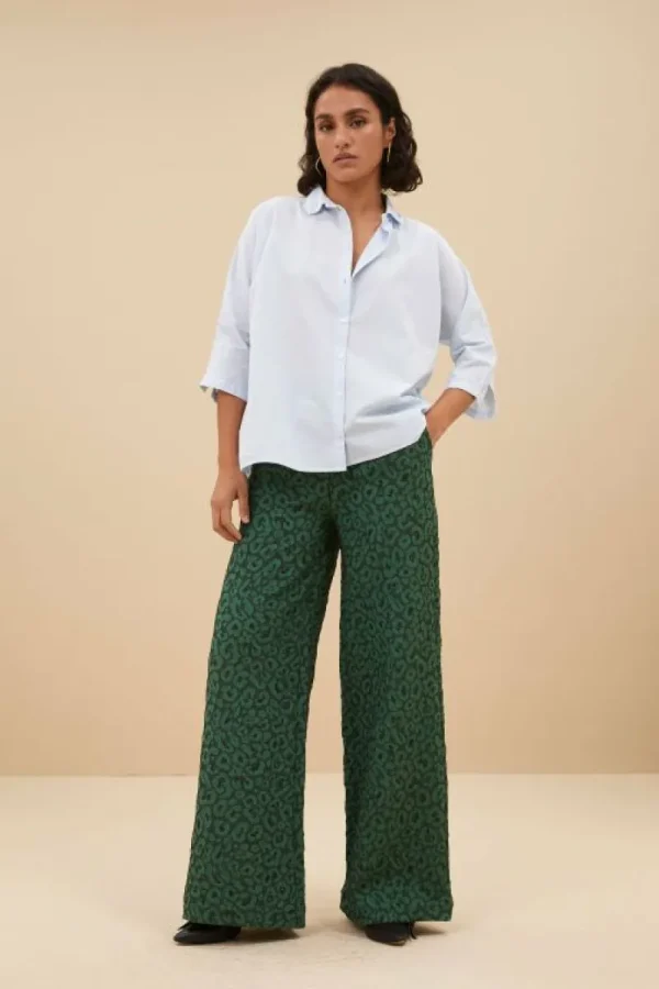 By bar Broeken<neal leo pants | green panter print