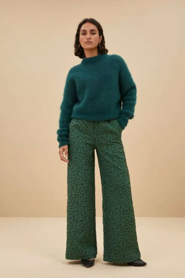 By bar Broeken<neal leo pants | green panter print