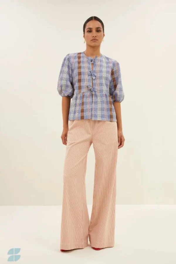 By bar Broeken<neal stripe pants | pink milky stripe