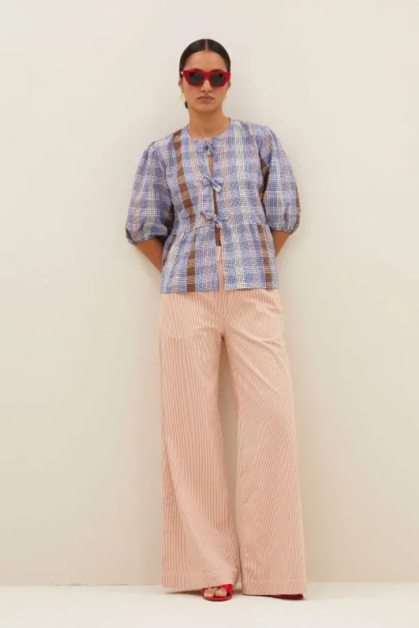 By bar Broeken<neal stripe pants | pink milky stripe