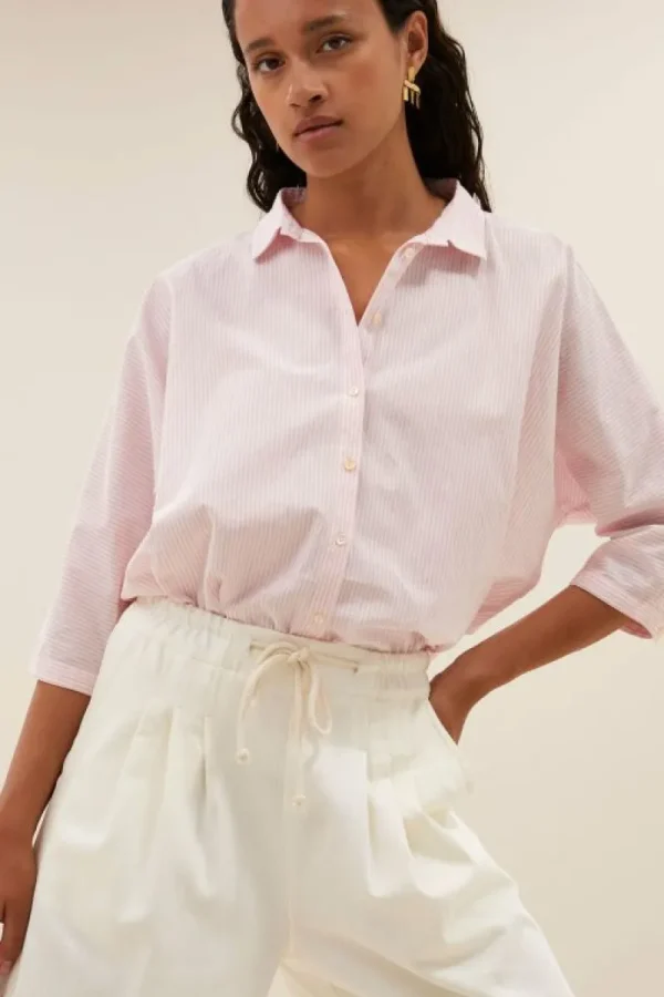 By bar Blouses<norel pink pinstripe blouse | pink pin stripe