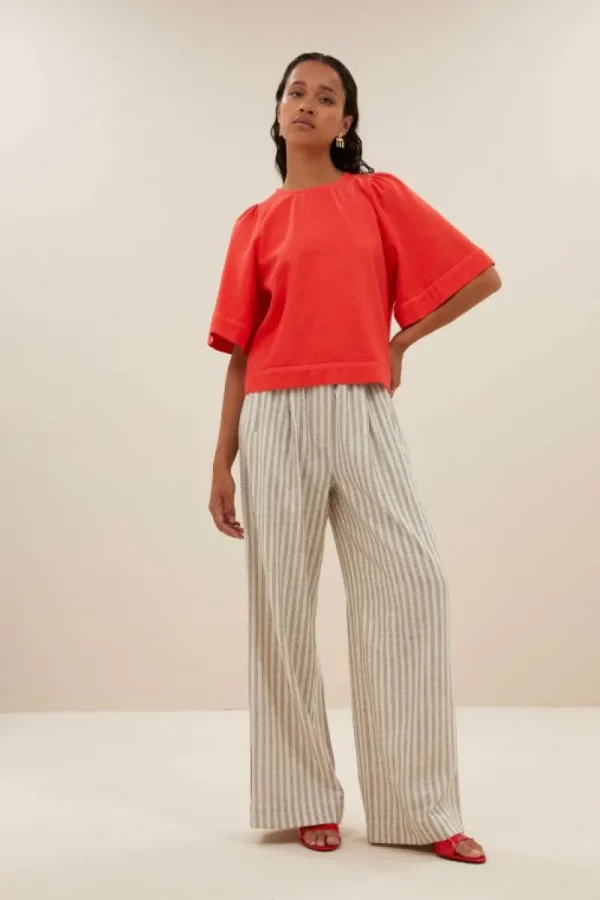 By bar Blouses<olivia twill blouse | poppy red