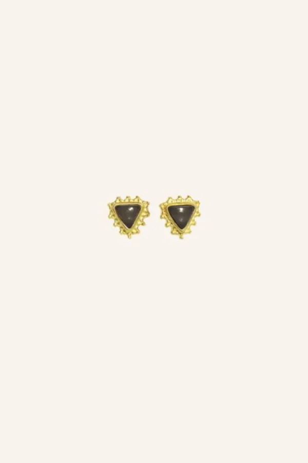 By bar Oorbellen<PD triangle stud earring | black