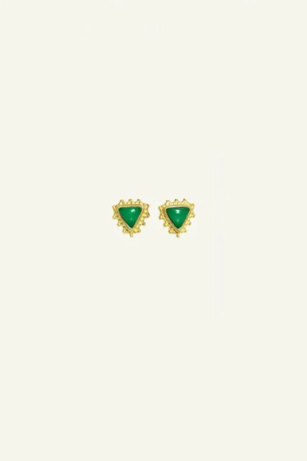 By bar Oorbellen<PD triangle stud earring | green