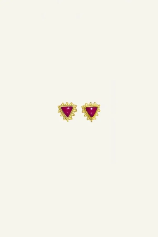 By bar Oorbellen<PD triangle stud earring | ruby