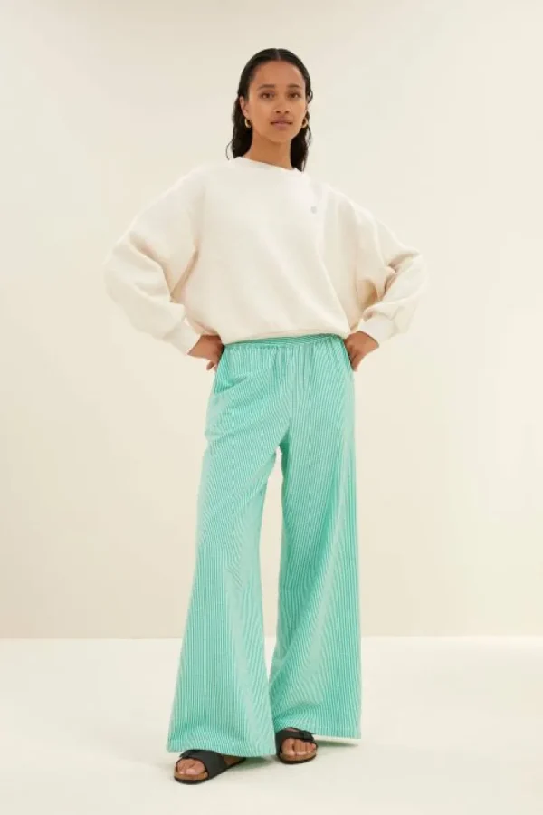 By bar Broeken<randy green stripe pants | green seer stripe