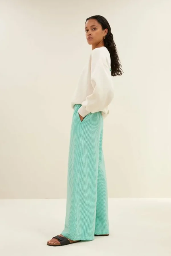 By bar Broeken<randy green stripe pants | green seer stripe