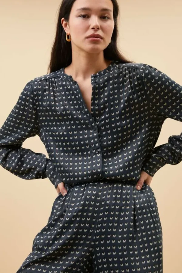 By bar Blouses<ribbe rastre blouse | rastre print