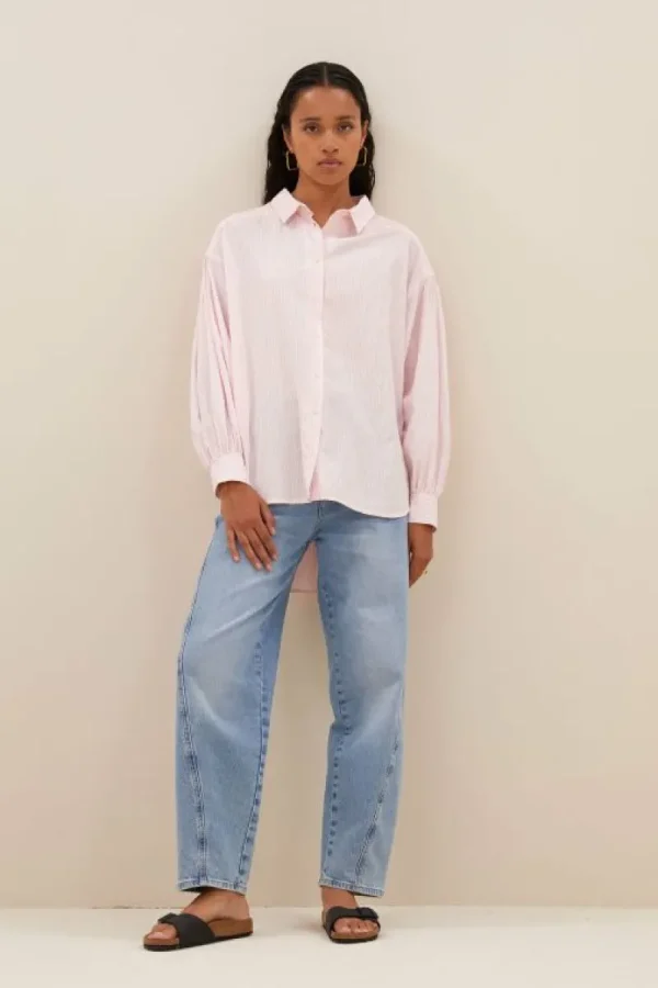 By bar Blouses<sarah pink pinstripe blouse | pink pin stripe