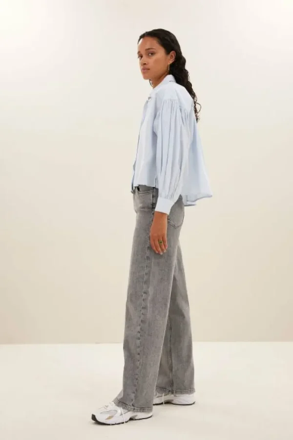 By bar Blouses<sarah short chambray blouse | light blue