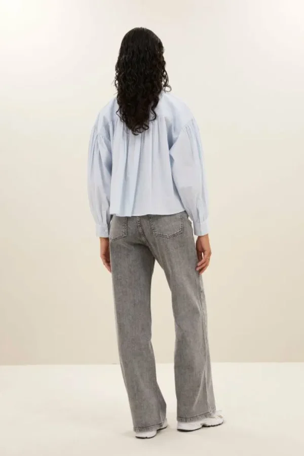 By bar Blouses<sarah short chambray blouse | light blue