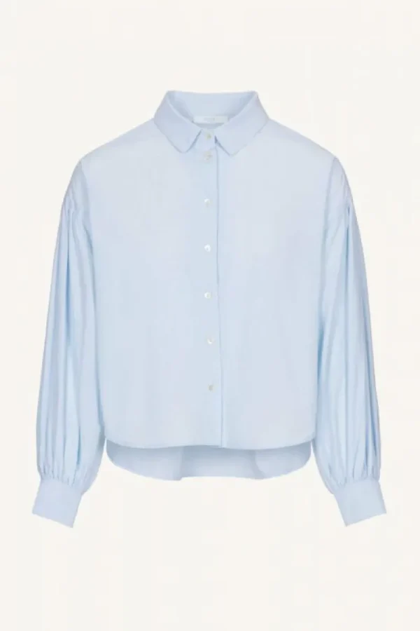 By bar Blouses<sarah short chambray blouse | light blue