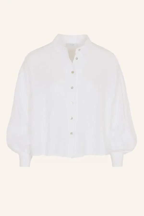 By bar Blouses<sarah short linen blouse | bright white