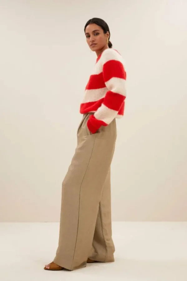 By bar Truien<sian stripe pullover | lipstick red stripe