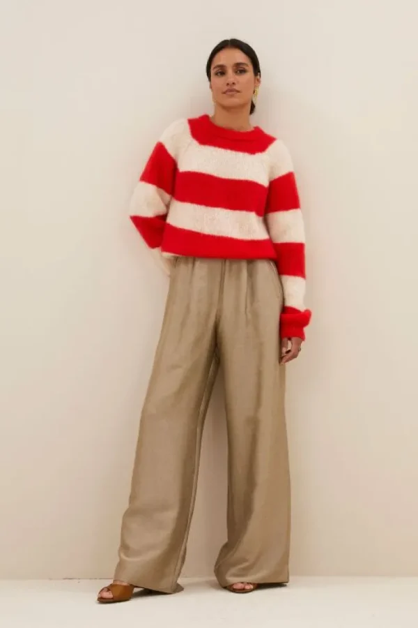 By bar Truien<sian stripe pullover | lipstick red stripe