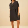 By bar Jurken<tais linen dress | jet black