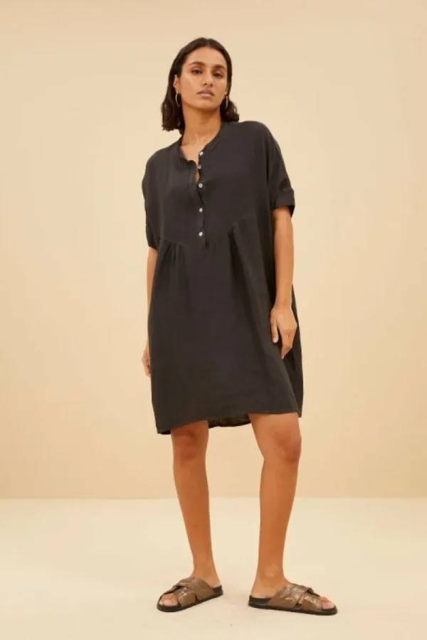 By bar Jurken<tais linen dress | jet black