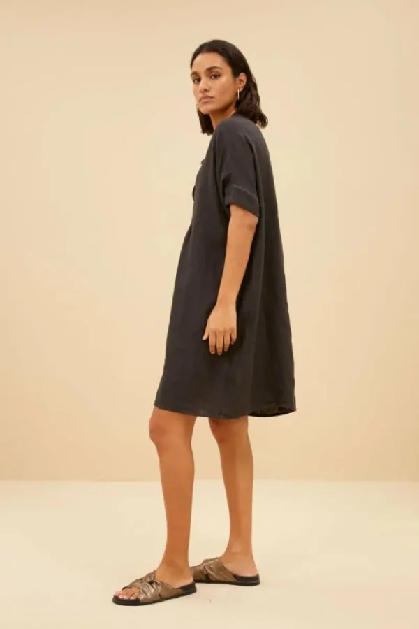 By bar Jurken<tais linen dress | jet black