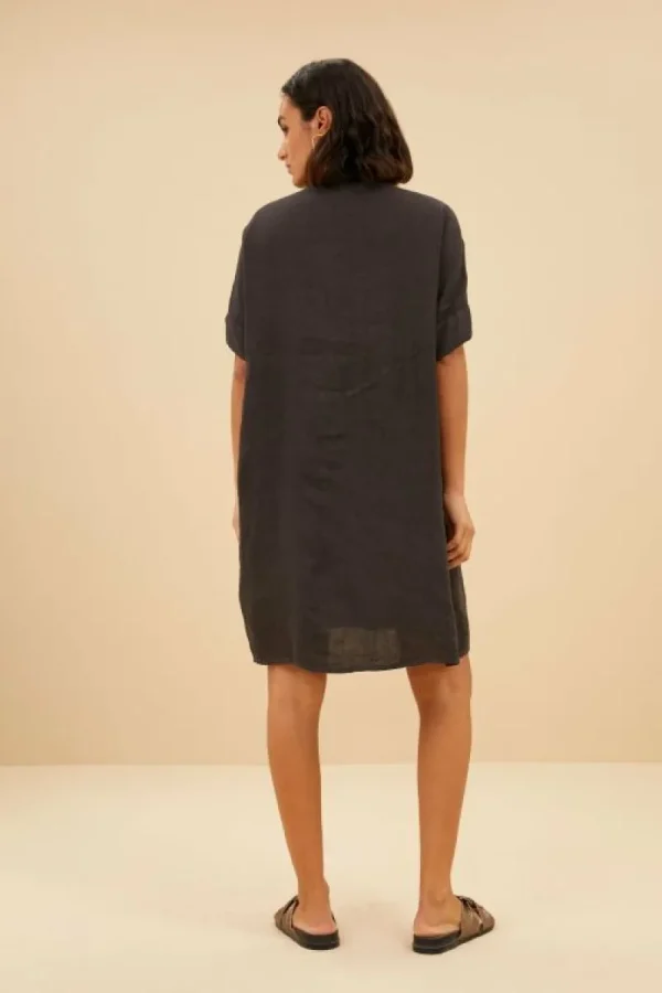 By bar Jurken<tais linen dress | jet black