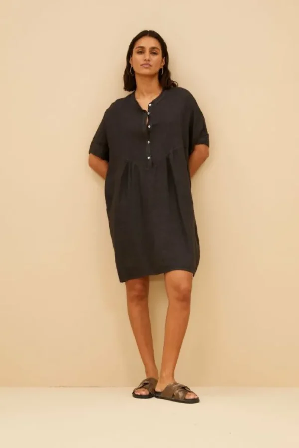 By bar Jurken<tais linen dress | jet black